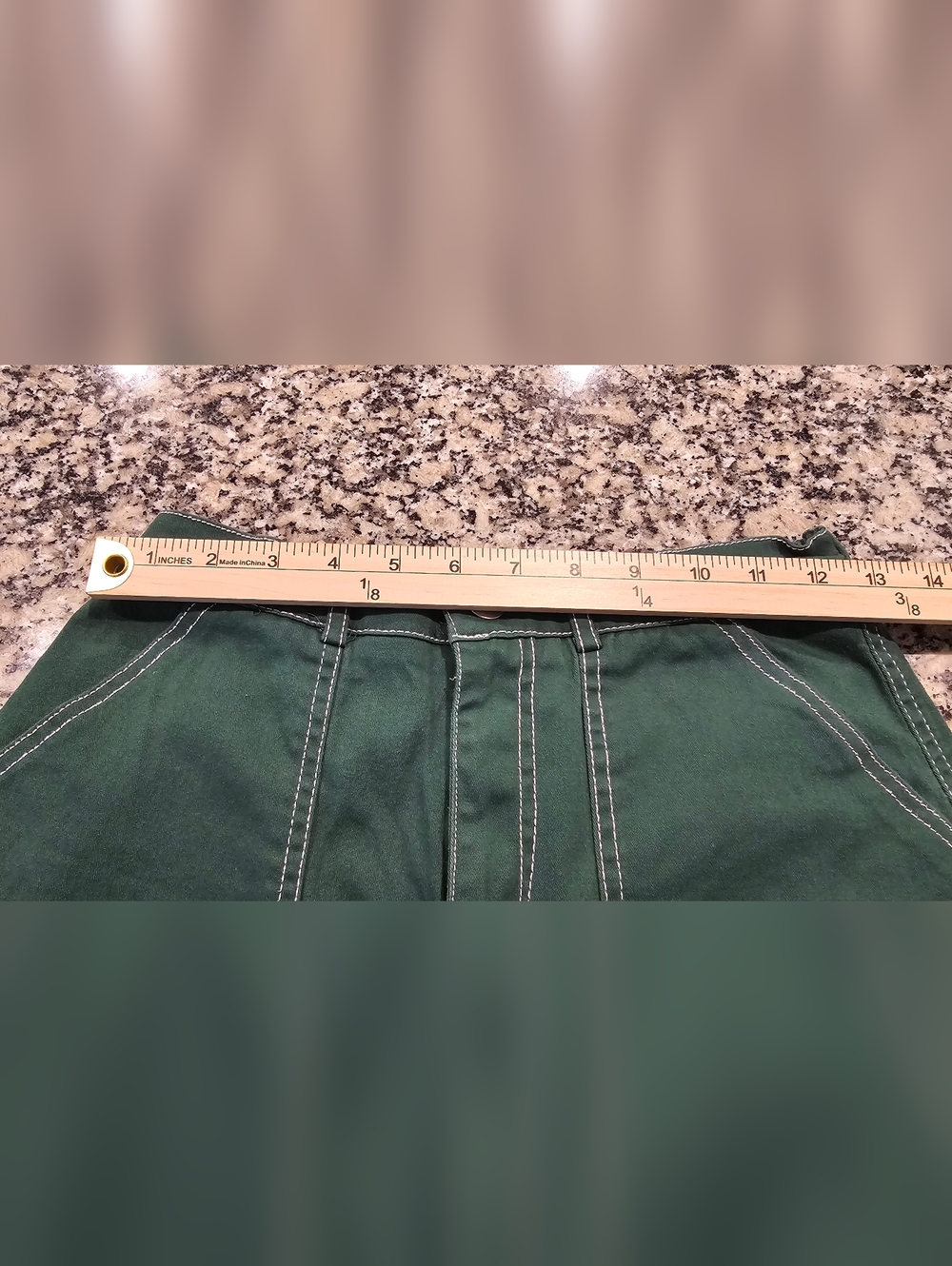 Rachel Paige Green Cargo Pants Size M Wide Leg Contrast Stitch Cotton Stretch - Picture 4 of 5